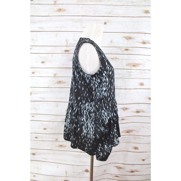 Theory Rikyo Tank Top S Ruffled Black Indigo‎ silk Peplum career lux artsy - Picture 2 of 9